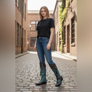 faux leather boots women size 9.5/10